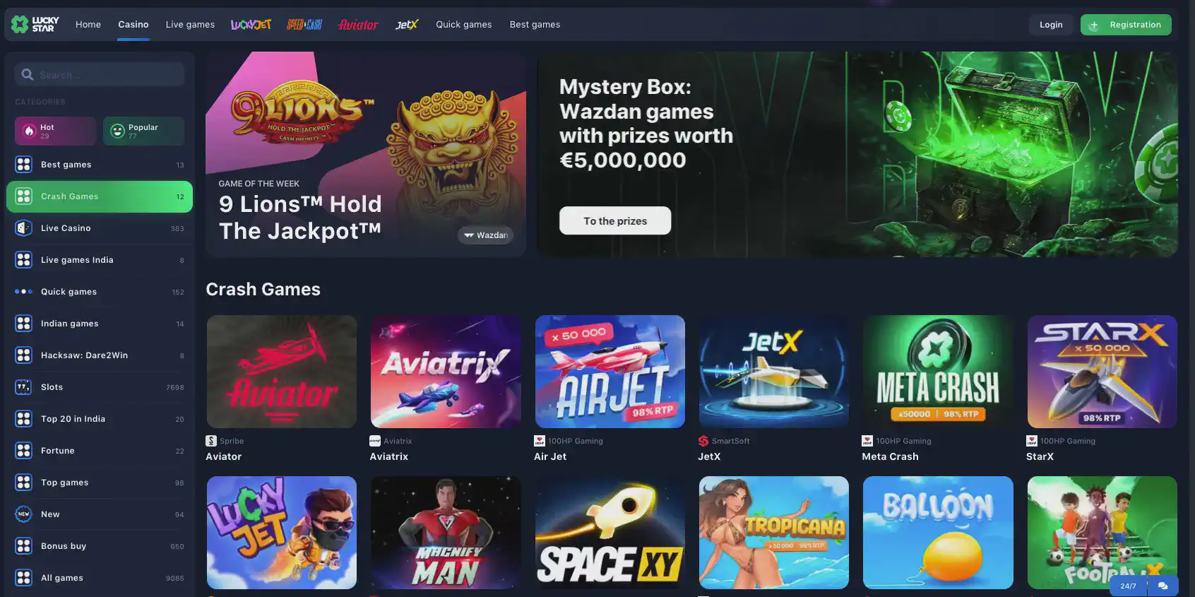 Crash Lucky Star online games in casino