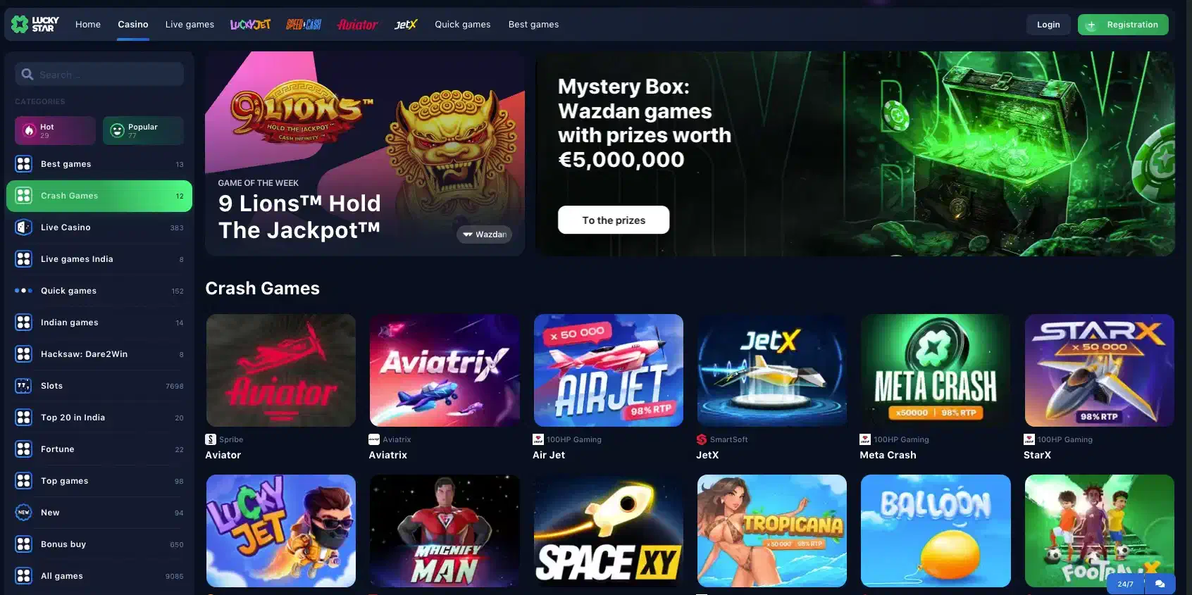 Crash Lucky Star online games in casino